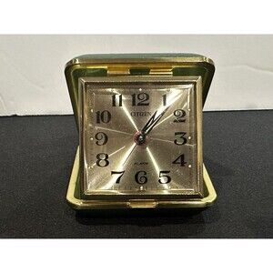 Vintage Citizen Made In Japan Green Case Folding Travel Alarm Clock